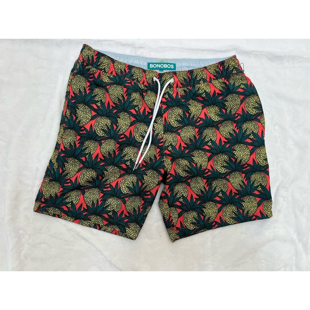 Bonobos Swim Trunks Mens Small Multicolor‎ Pineapple Hybrid Pockets Mesh Lined